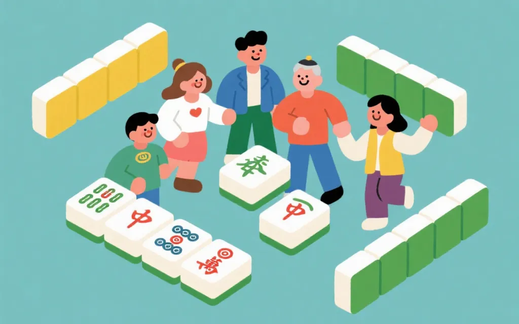 欢乐麻将品牌故事插画